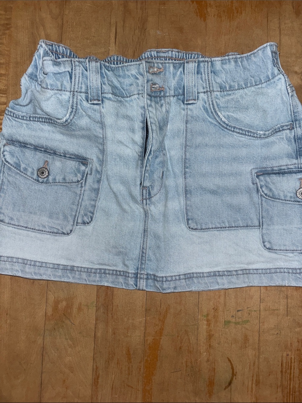 American Eagle Light Blue Denim Cargo Mini Skirt
